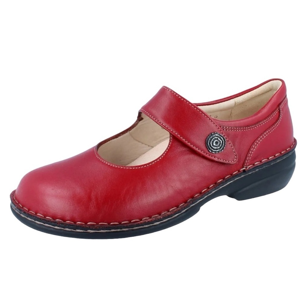 Finn Comfort Red Mary Jane Laval Nappa Leather Loafers Shoes Comfort 36 Wide